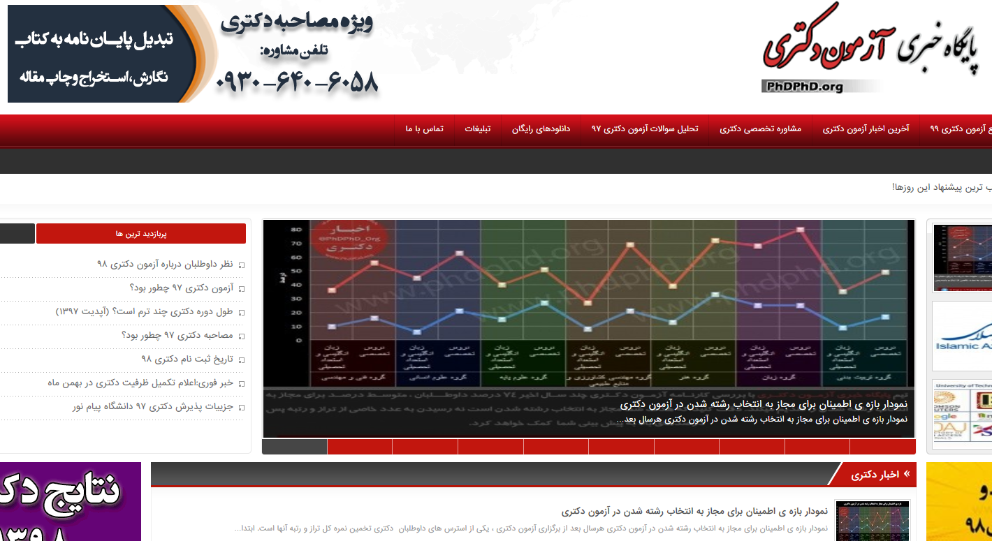 رپورتاژ آگهی در پایگاه آزمون دکتری